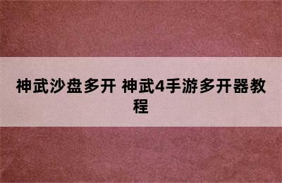 神武沙盘多开 神武4手游多开器教程